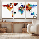 Colorful World Map Canvas Wall Art Print, Contemporary