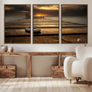 Stones on Wooden Pier at Sunset Canvas Print, Serene Coastal by MyGreatCanvas | Canvas Wall Art Prints | Photo Prints & Wall Decor