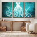 Green Octopus Abstract Wall Art Canvas Print