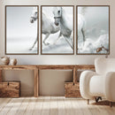 Large Wall Art Canvas Print – Beautiful Running White Horses