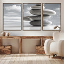 Still Life Black and White Zen Stones Wall Art Canvas,