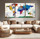 World Map Canvas Print – Detailed Map of the World Wall Art