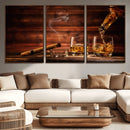 Whiskey and Cigar Wall Art Canvas | 3 Panel Bar Room Decor by MyGreatCanvas | Canvas Wall Art Prints | Photo Prints & Wall Decor