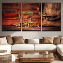Whiskey and Cigar Canvas Wall Art | 3 Panel Bar Room Decor by MyGreatCanvas | Canvas Wall Art Prints | Photo Prints & Wall Decor