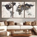 Abstract Map Printing - Modern World Map Canvas Wall Art for