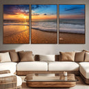 Sunset and Beach at Night Wall Art Canvas Print