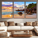 Tropical Island Beach Sunset Canvas Print
