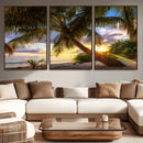 Tropical Island Sunset on the Beach Palms Wall Art Canvas by MyGreatCanvas | Canvas Wall Art Prints | Photo Prints & Wall Decor