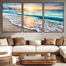 Sunset Beach Waves Canvas Wall Art – 5-Panel Ocean Sunset by MyGreatCanvas | Canvas Wall Art Prints | Photo Prints & Wall Decor
