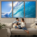 Blue Big Wave Surfing Ocean Canvas Wall Art Artwork Print