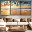 Golden Sunset Beach Print Canvas Wall Art, Giclee Canvas