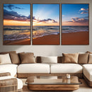 Serene Ocean Sunset Canvas Print, Golden Hour Beach Wall