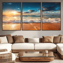 Golden Sunset Beach Triptych Canvas Art, Giclee Coastal Wall by MyGreatCanvas | Canvas Wall Art Prints | Photo Prints & Wall Decor