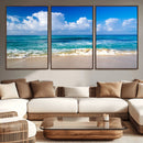 Tropical Beach 3-Panel Canvas Wall Art – Serene Ocean Waves