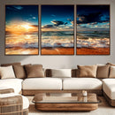 Golden Hour Sunset Over Ocean Waves Wall Art Canvas Print | by MyGreatCanvas | Canvas Wall Art Prints | Photo Prints & Wall Decor
