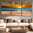 Golden Sunset Beach Canvas Wall Art – Triptych Seascape by MyGreatCanvas | Canvas Wall Art Prints | Photo Prints & Wall Decor