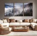Beautiful Rising Fog in Winter Mountain Landscape- Framed