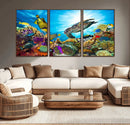 Aquatic Life Sea Turtles Fish Wall Art Canvas Print