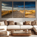 Ocean Beach Dark Clouds Wall Art Canvas Print
