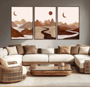 Boho Wall Art Canvas Print Set Mid-Century Prints Bohemian