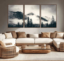 Large Foggy Mountain Forest Wall Art Canvas Print | Misty