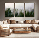 Misty Pine Forest Wall Art Canvas Print | 3 Panel Green by MyGreatCanvas | Canvas Wall Art Prints | Photo Prints & Wall Decor