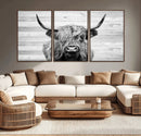 Scottish Highland Cow Cattle Art Print on Wood Background by MyGreatCanvas | Canvas Wall Art Prints | Photo Prints & Wall Decor