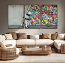 Banksy Colorful Street Graffiti Canvas Wall Art Print, by MyGreatCanvas | Canvas Wall Art Prints | Photo Prints & Wall Decor
