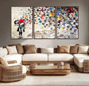 Banksy Art Butterfly Girl Explosion Canvas Art – Vibrant
