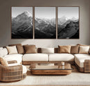 Everest Himalaya Mountain Peaks Black & White Triptych