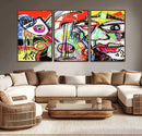 Picasso Style Art Abstract Canvas Wall Art Print , Colorful