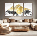 Golden Mountain Triptych Wall Art Canvas Print, Modern