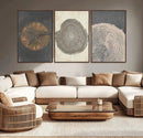 Boho Tree Ring Wall Art, Modern Minimalist Wood Grain
