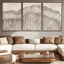 Tree Ring Wall Art Triptych, Rustic Wood Ring Canvas Print,