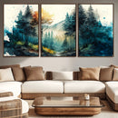Watercolor Trees Forest Abstract Wall Art Canvas Print,