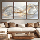 Abstract art Grey and Gold Lines Wall Art