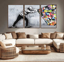 Banksy Art Behind the Curtain Street Wall Art Canvas Print |