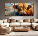 Highland Cow Abstract Canvas Wall Art – Bold Farmhouse