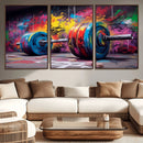Abstract Graffiti Barbell Canvas Wall Art – Urban Fitness