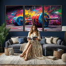 Abstract Graffiti Barbell Canvas Wall Art – Urban Fitness