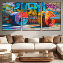 Fitness Gym Barbell Graffiti Wall Art Canvas Print