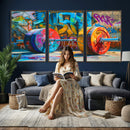 Fitness Gym Barbell Graffiti Wall Art Canvas Print