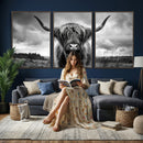 Scottish Cow Wall Art Canvas Print | Longhorn Wall Art |