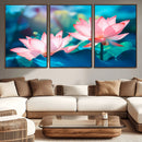 Pink Lotus Flower Canvas Wall Art | Vibrant Floral Wall
