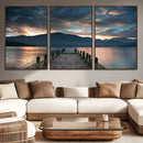 Mountain Lake Wood Pier Canvas Wall Art Nature Lake Print