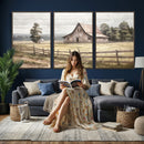 Rustic Farmhouse Barn Wall Art | 3-Panel Framed Gallery Wrap