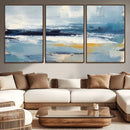 Abstract Ocean Canvas Wall Art - Coastal Blue and Gold