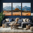 Vintage Old Barn Field Wall Art Canvas Print for Farmhouse