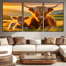 Scottish Cow and Baby Cow Canvas Wall Art Animal Print