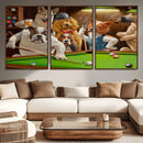 Dogs Playing Pool Canvas Wall Art Funny Gifts Dog Print